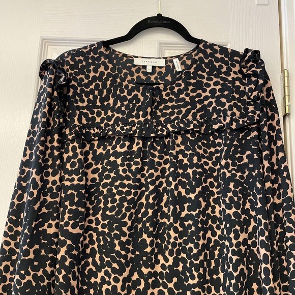 Lark & Ro Animal Print Blouse. Large. Ruffle. Career Work Top. - Picture 6 of 6